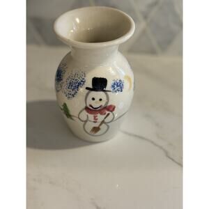 Shannon & Daughters USA Snowman Vase 1980s ~ VTG Very Rare Hand-Painted Folk Art